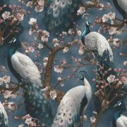 Шпалери Erismann Play of Light XL 12200-08 павичі під цвітом сакури синій