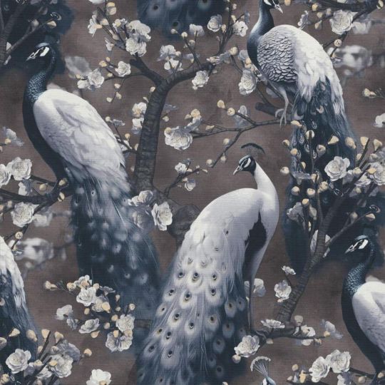 Шпалери Erismann Play of Light XL 12200-15 павичі під цвітом сакури коричневий