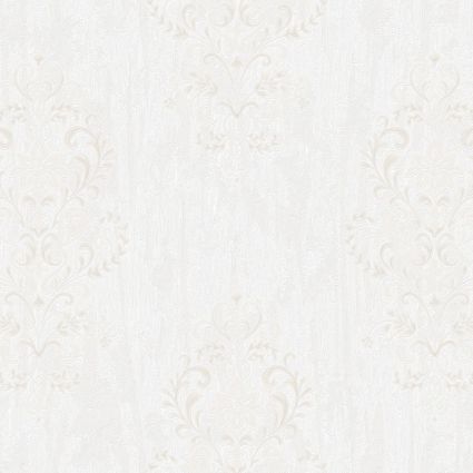 Шпалери гарячого тиснення DUKA Eftelia 260003-1 бежеві гобелени на білому з сірим