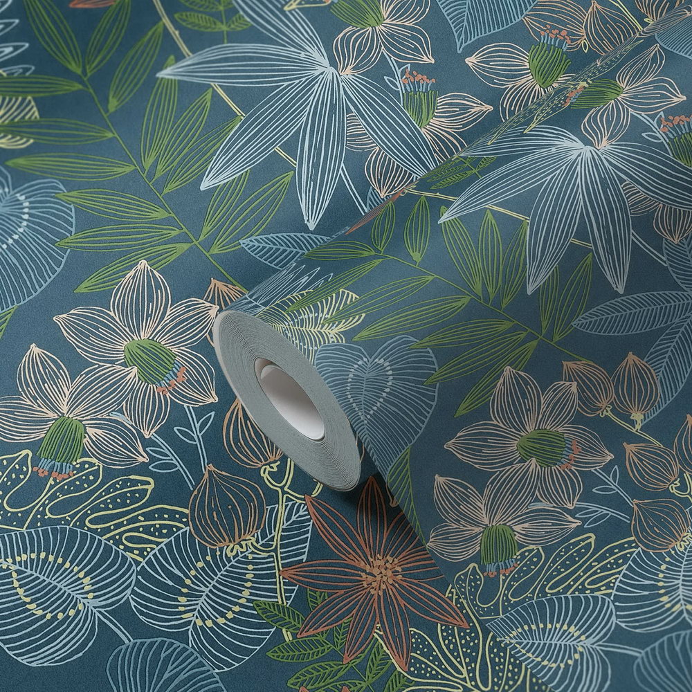 Шпалери AS Creation Colibri 36630-1 джунглі рисунок синій 0,53 х 10,05 м