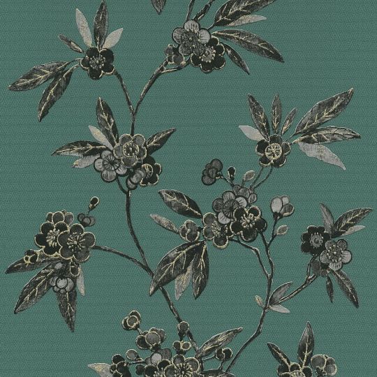 Шпалери AS Creation Asian Fusion 37472-2 квіткові в азіатському стилі зелені