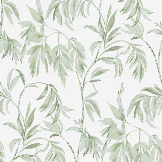 Шпалери AS Creation Attractive 37830-1 листя зелене на білому