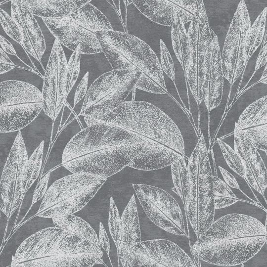 Шпалери AS Creation Attractive 37836-4 срібні листя на графітовому
