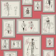 Дизайнерські шпалери AS Creation Karl Lagerfeld 37846-2 скетчі Карла в рамках на червоному