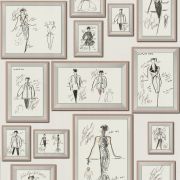 Дизайнерські шпалери AS Creation Karl Lagerfeld 37846-4 скетчі Карла в рожевих рамках
