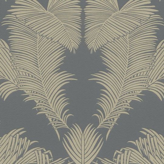 Обои AS Creation Trendwall 2 37959-3 бронзовые пальмовые листья арт деко на графитовом