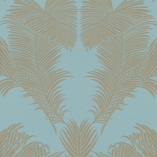 Обои AS Creation Trendwall 2 37959-4 золотые пальмовые листья арт деко на бирюзовом