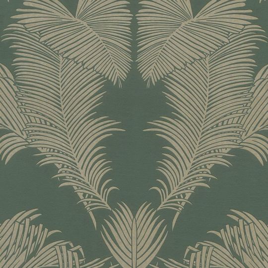 Обои AS Creation Trendwall 2 37959-5 бронзовые пальмовые листья арт деко на зеленом