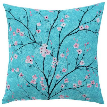 Наволочка на подушку цвітіння вишні блакитна AS Creation Metropolitan 2 5334-11 45x45 см