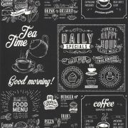 Обои Caselio Au Bistrot d'Alice BIS100670000 надписи на черном