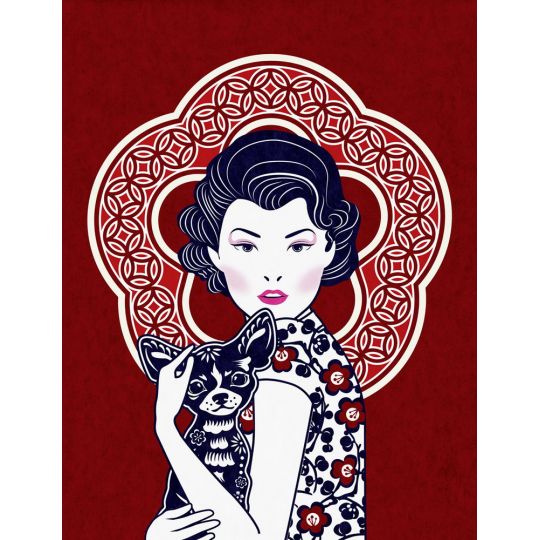 Панно AS Creation Asian Fusion DD118780 японская красавица с собачкой 200x260 см