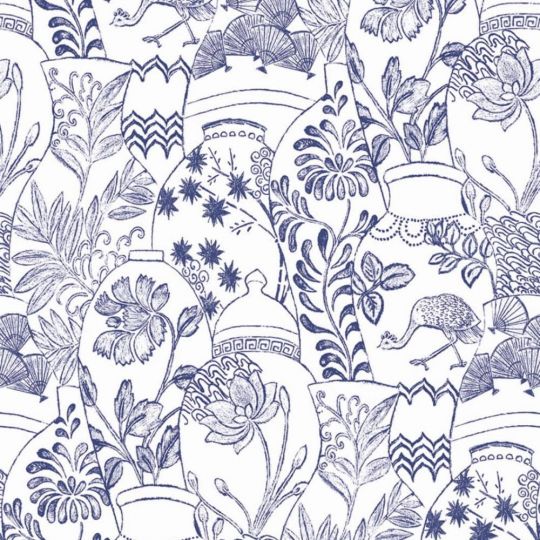 Панно Casadeco Delicacy DELY85426148 вази сині контури