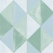 Шпалери Caselio Green Life GNL101707024 салатово-блакитні трикутники
