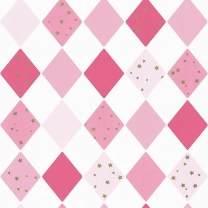 Шпалери Caselio Girl Power GPR100814109 ромбики рожево-малинові