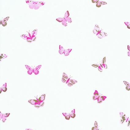 Обои Caselio Girl Power GPR100824535 розовые бабочки на белом