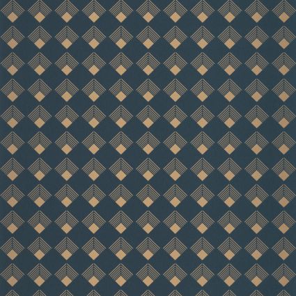 Шпалери Caselio Labyrinth LBY102136026 ромбики золоті на синьому