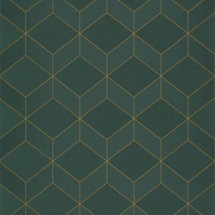 Шпалери Casadeco 1930 MNCT85687517 куби 3D темно-зелені