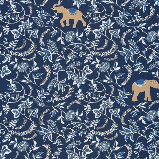 Обои Caselio Mystery MYY101596911 слоны и пионы глубокий синий