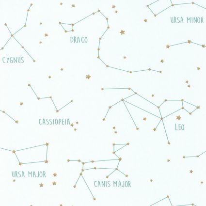 Детские обои Caselio Our Planet OUP101917125 созвездия на белом фоне