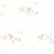 Дитячі шпалери Casadeco Rose & Nino RONI85584298 пташки рожево-кремові