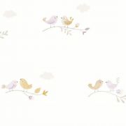 Дитячі шпалери Casadeco Rose & Nino RONI85585235 пташки жовто-рожеві