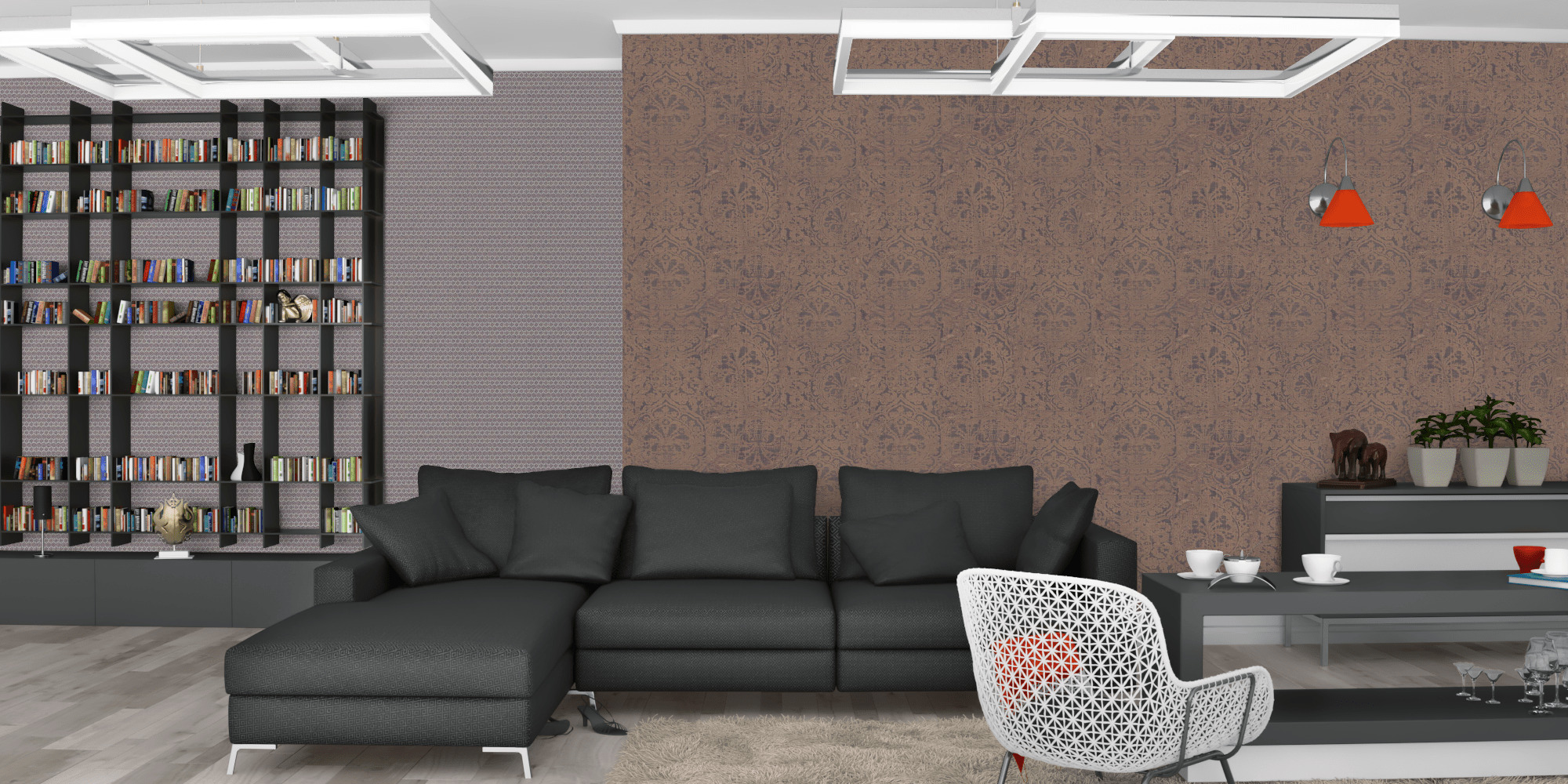 Гостиная темная модерн