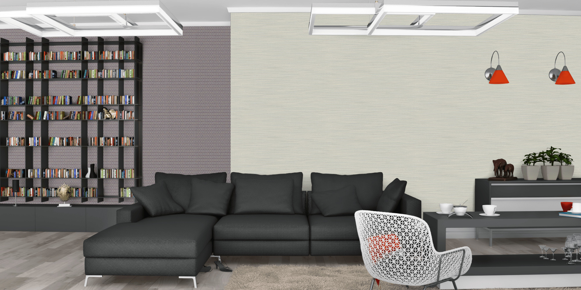 Гостиная темная модерн