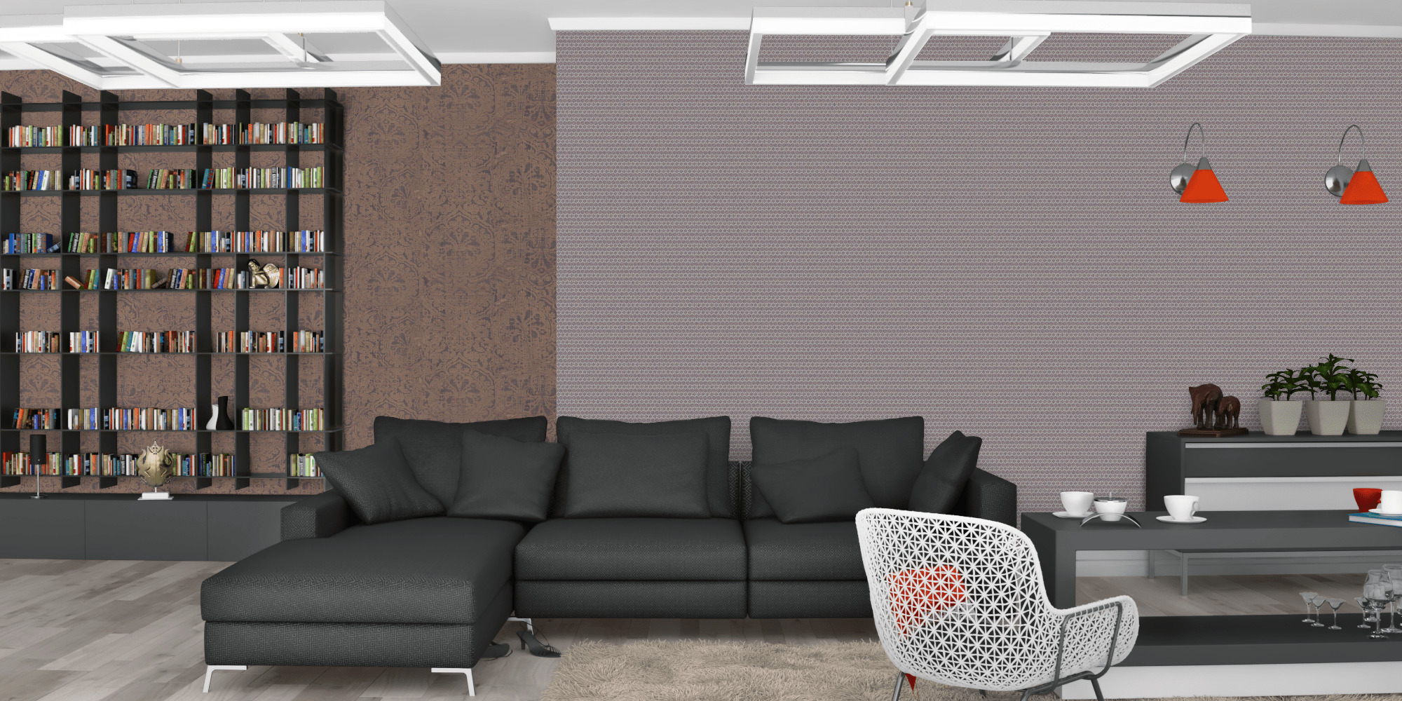 Гостиная темная модерн