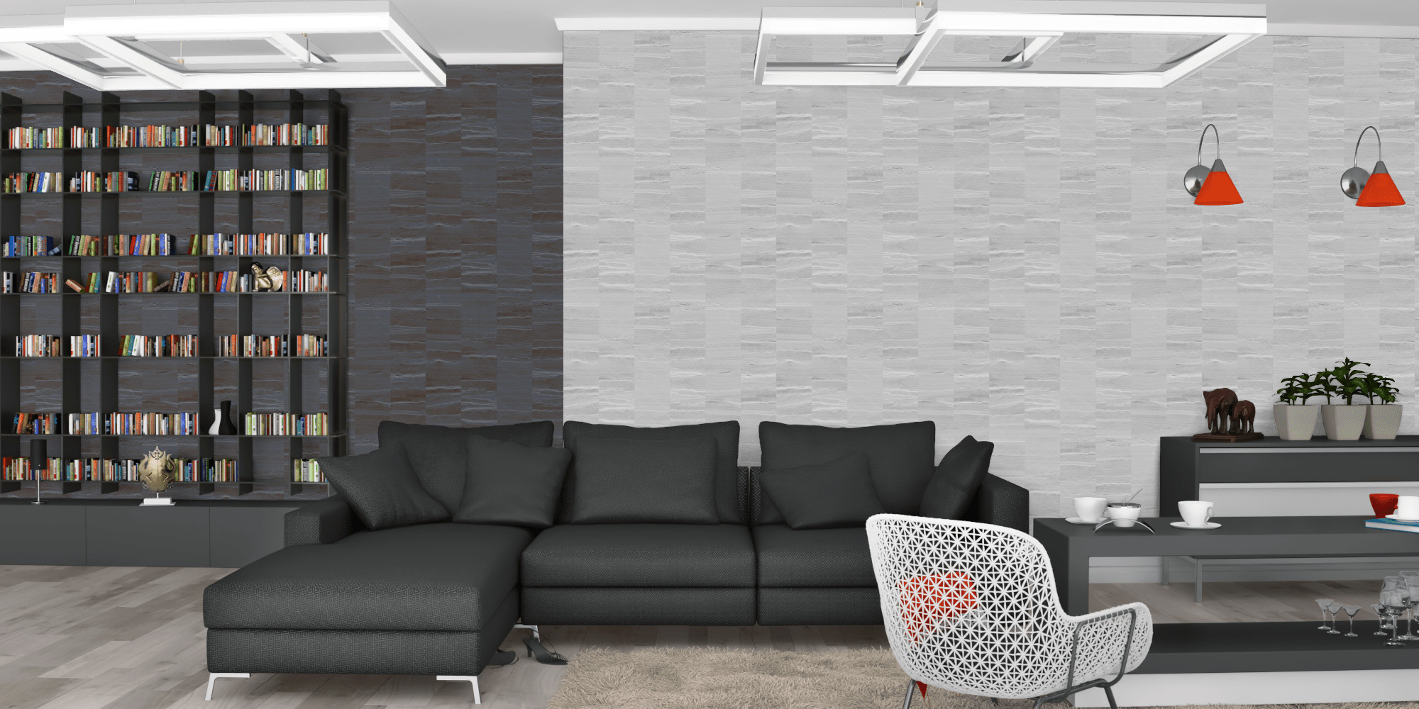 Гостиная темная модерн