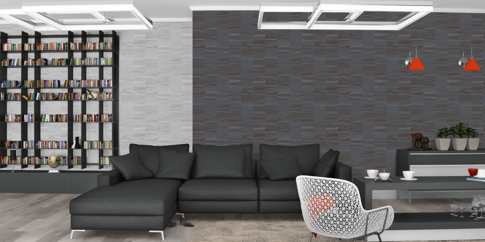 Гостиная темная модерн