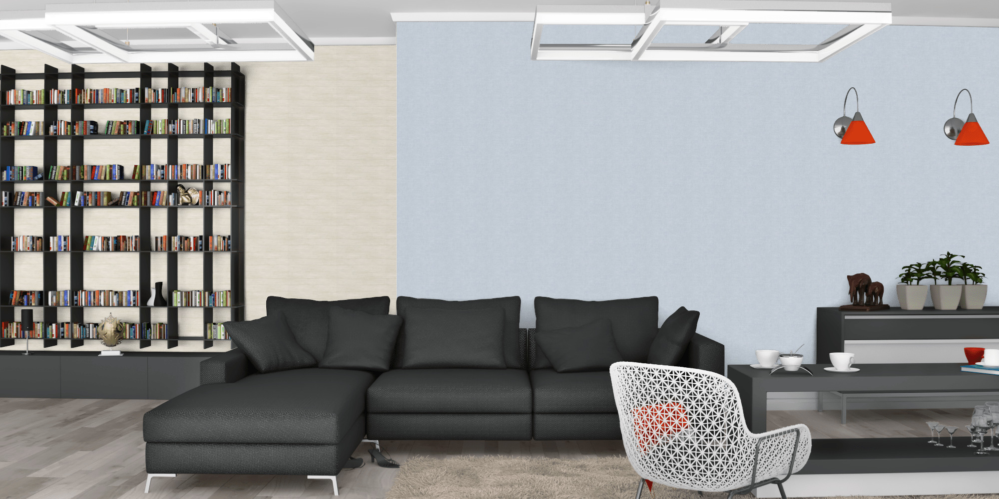 Гостиная темная модерн