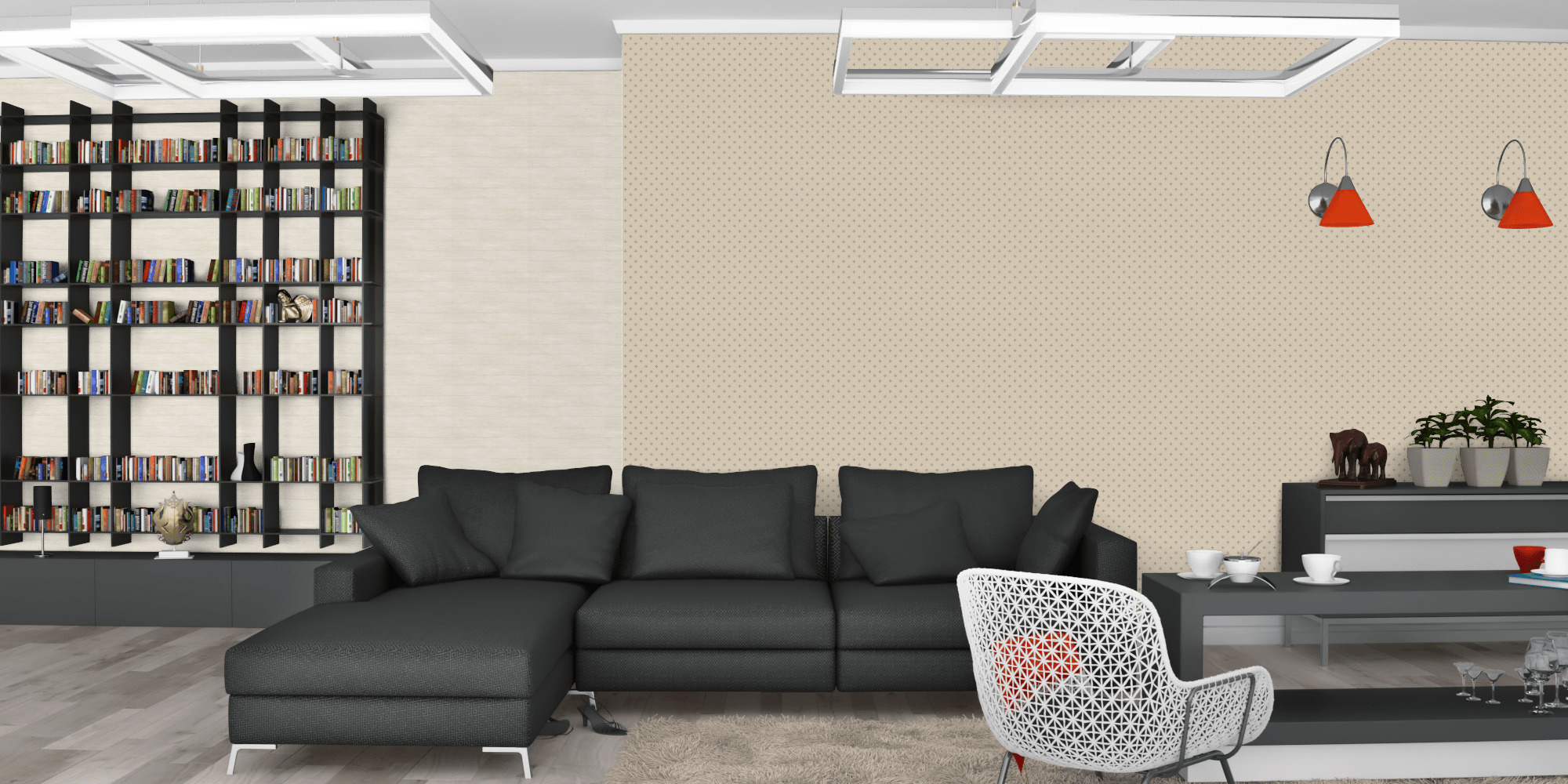 Гостиная темная модерн