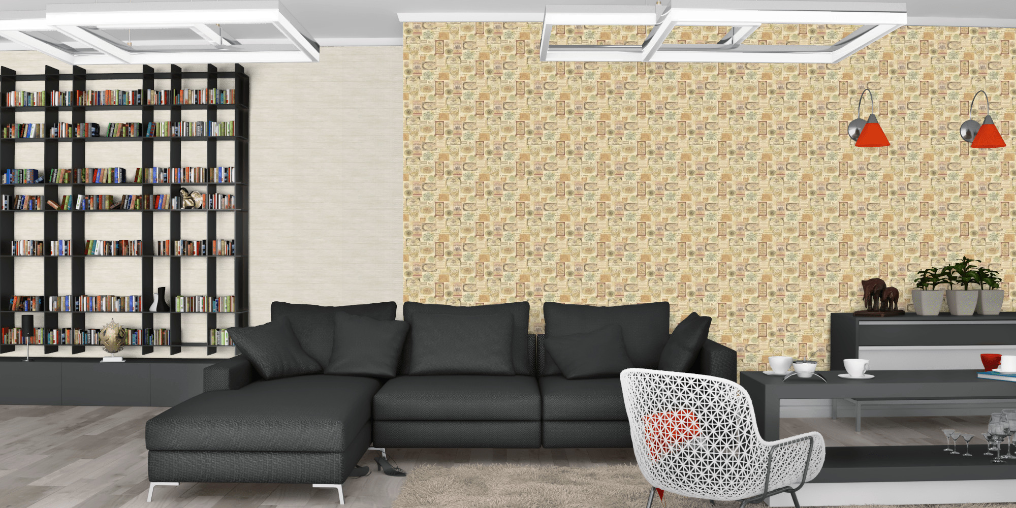 Гостиная темная модерн