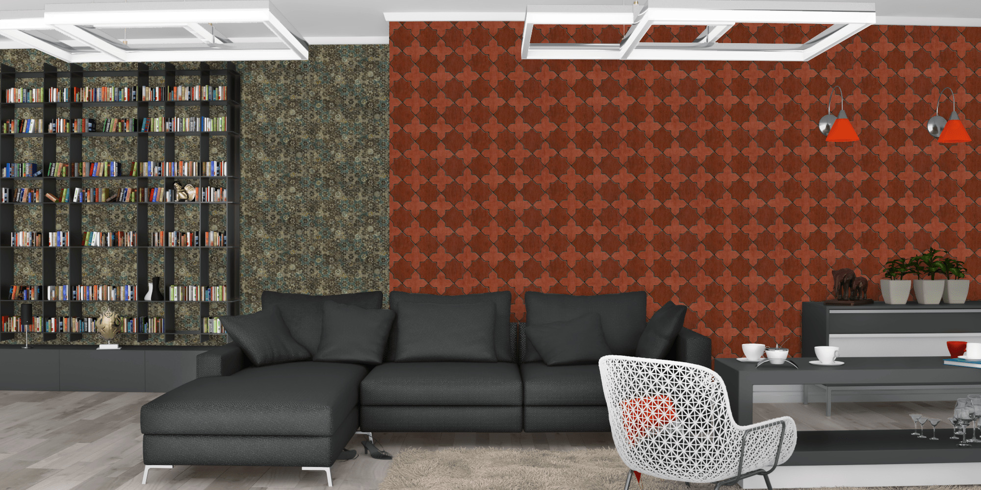 Гостиная темная модерн