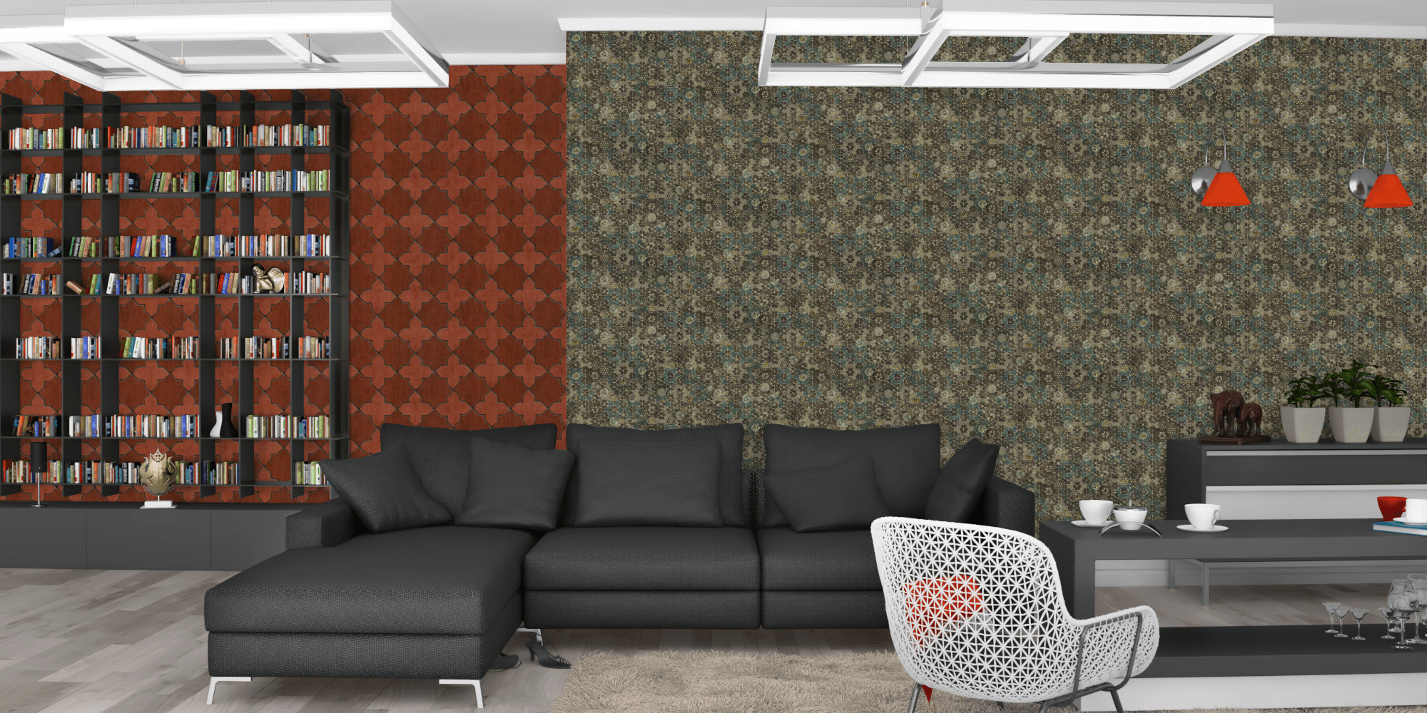 Гостиная темная модерн