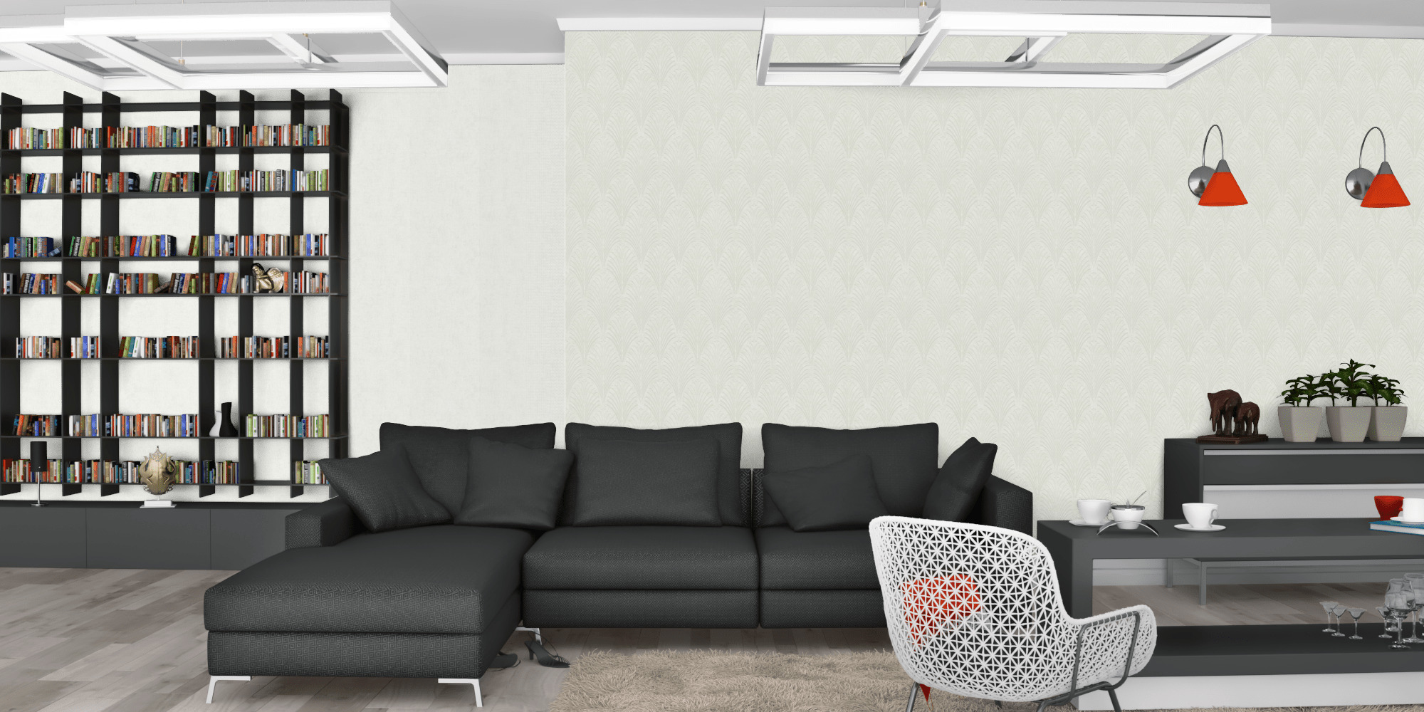 Гостиная темная модерн