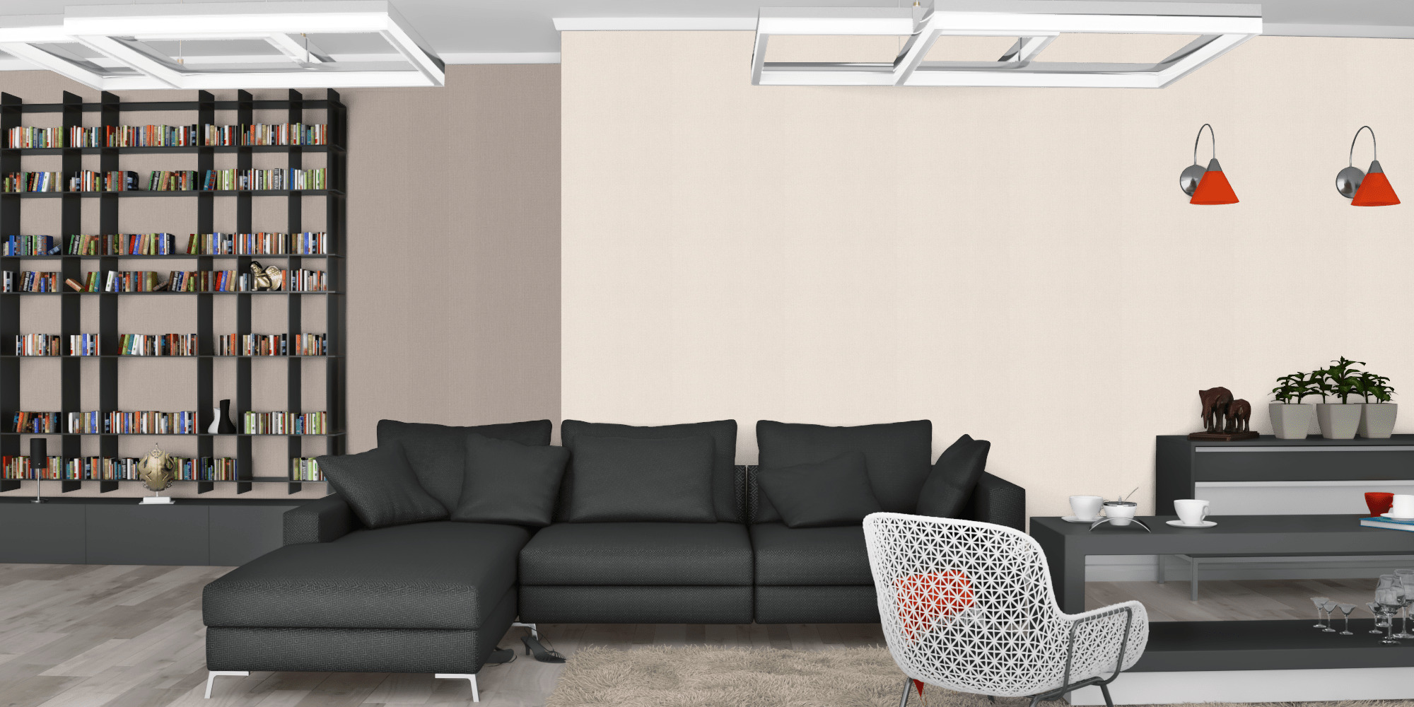 Гостиная темная модерн