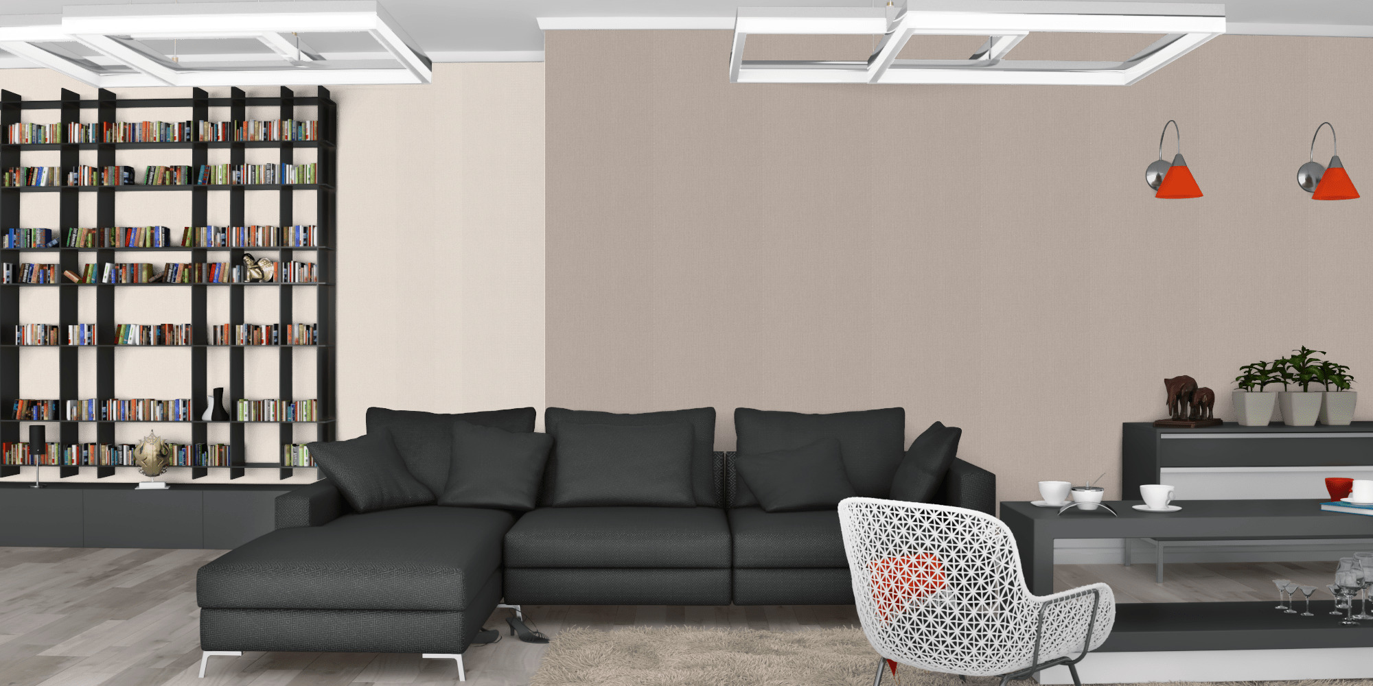 Гостиная темная модерн