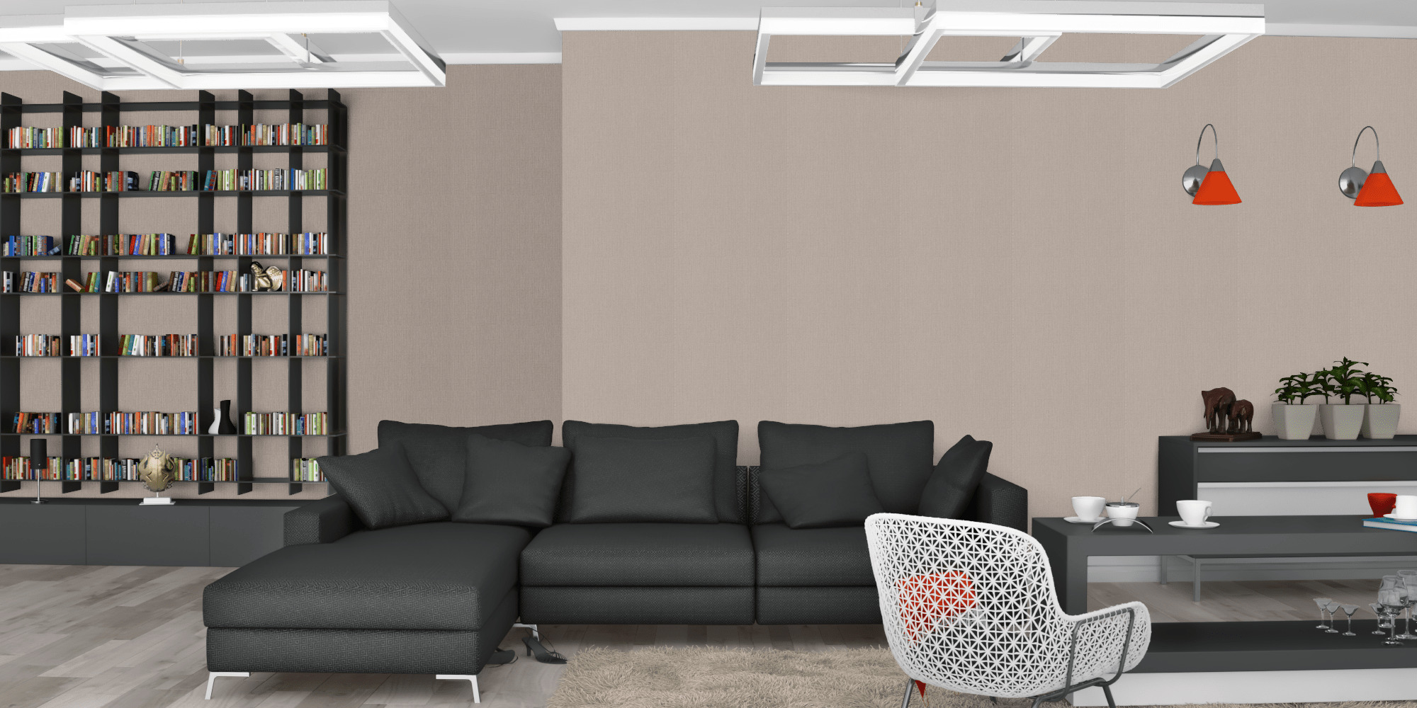 Гостиная темная модерн