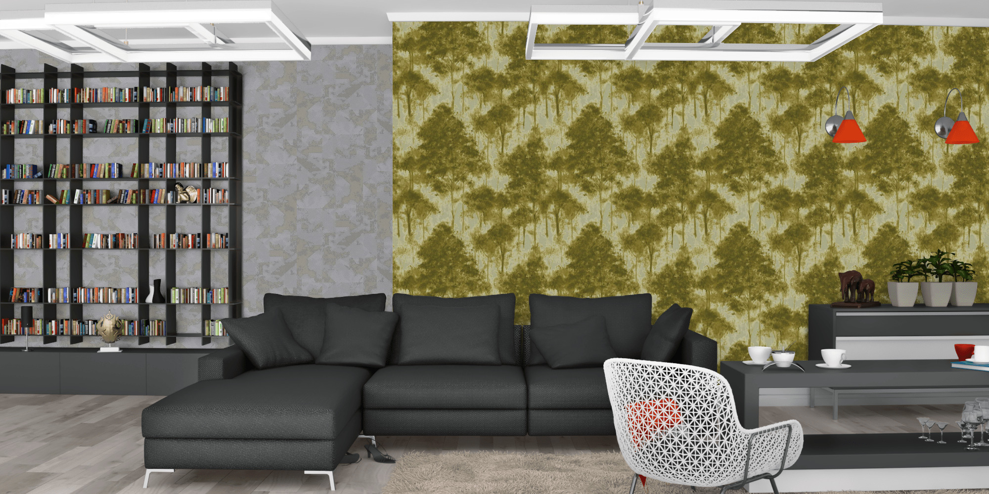 Гостиная темная модерн