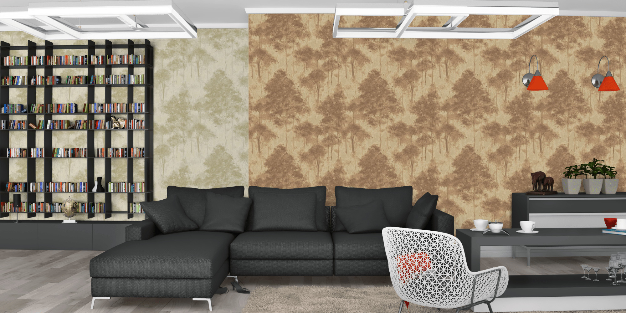 Гостиная темная модерн