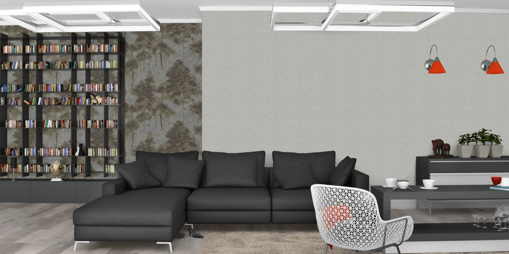 Гостиная темная модерн