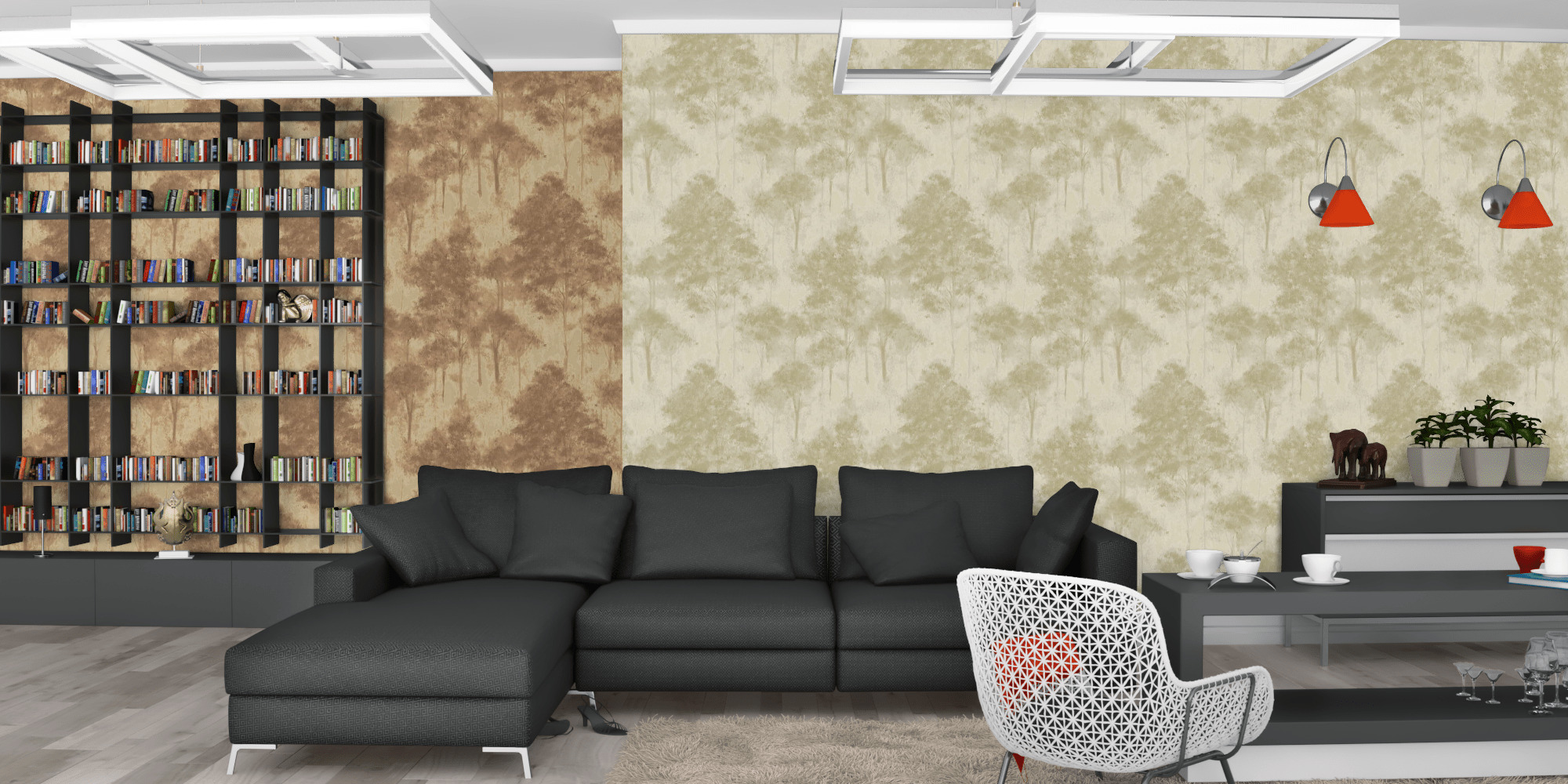 Гостиная темная модерн