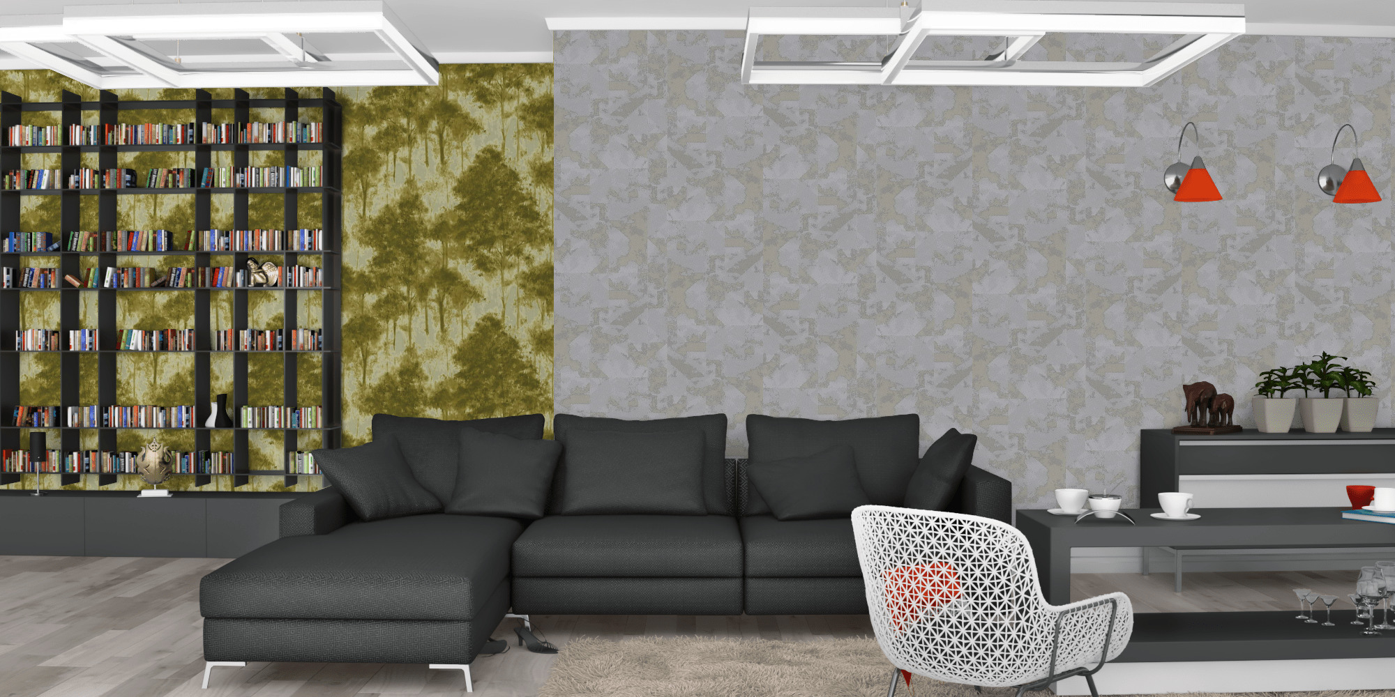 Гостиная темная модерн