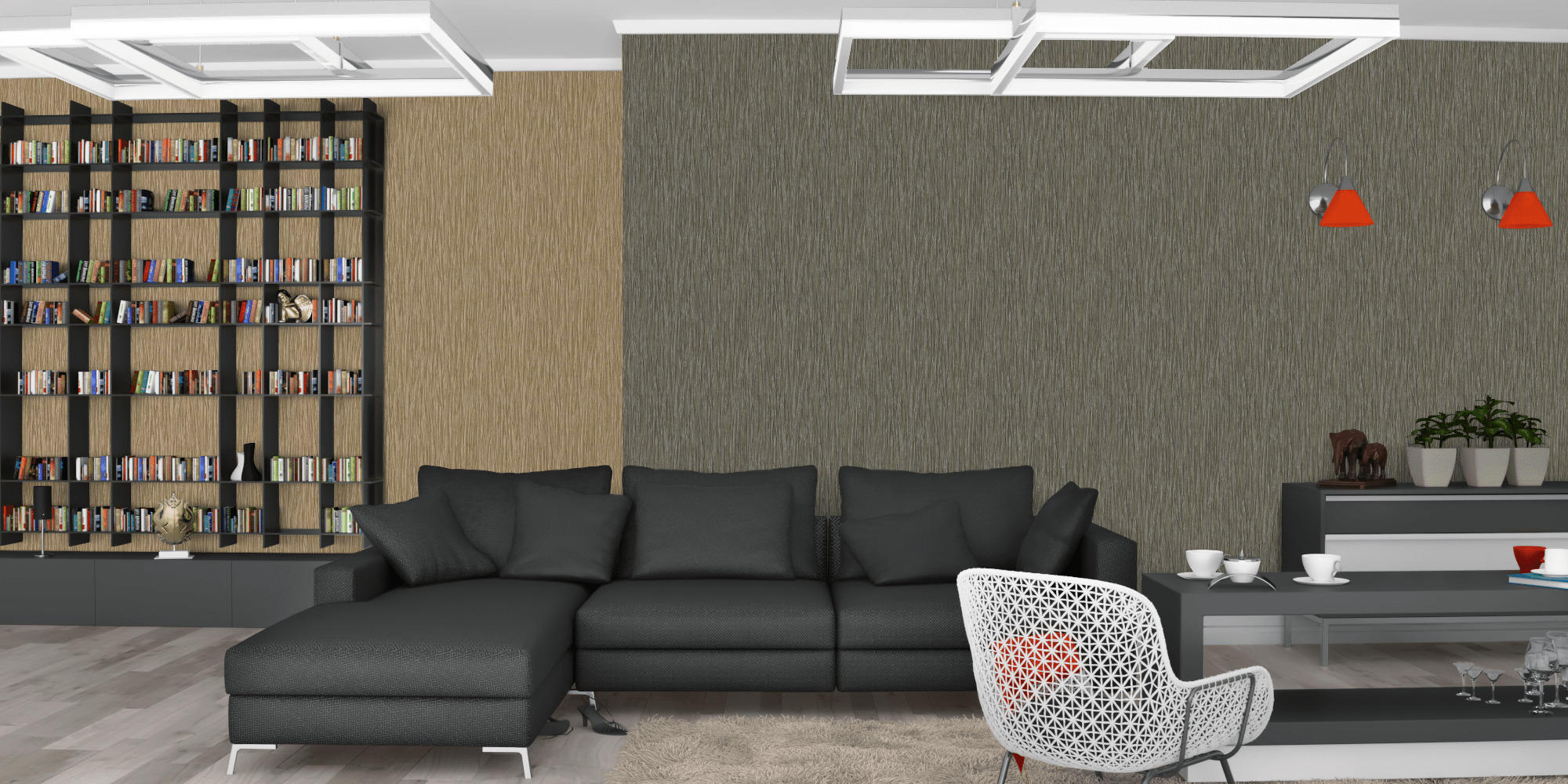 Гостиная темная модерн