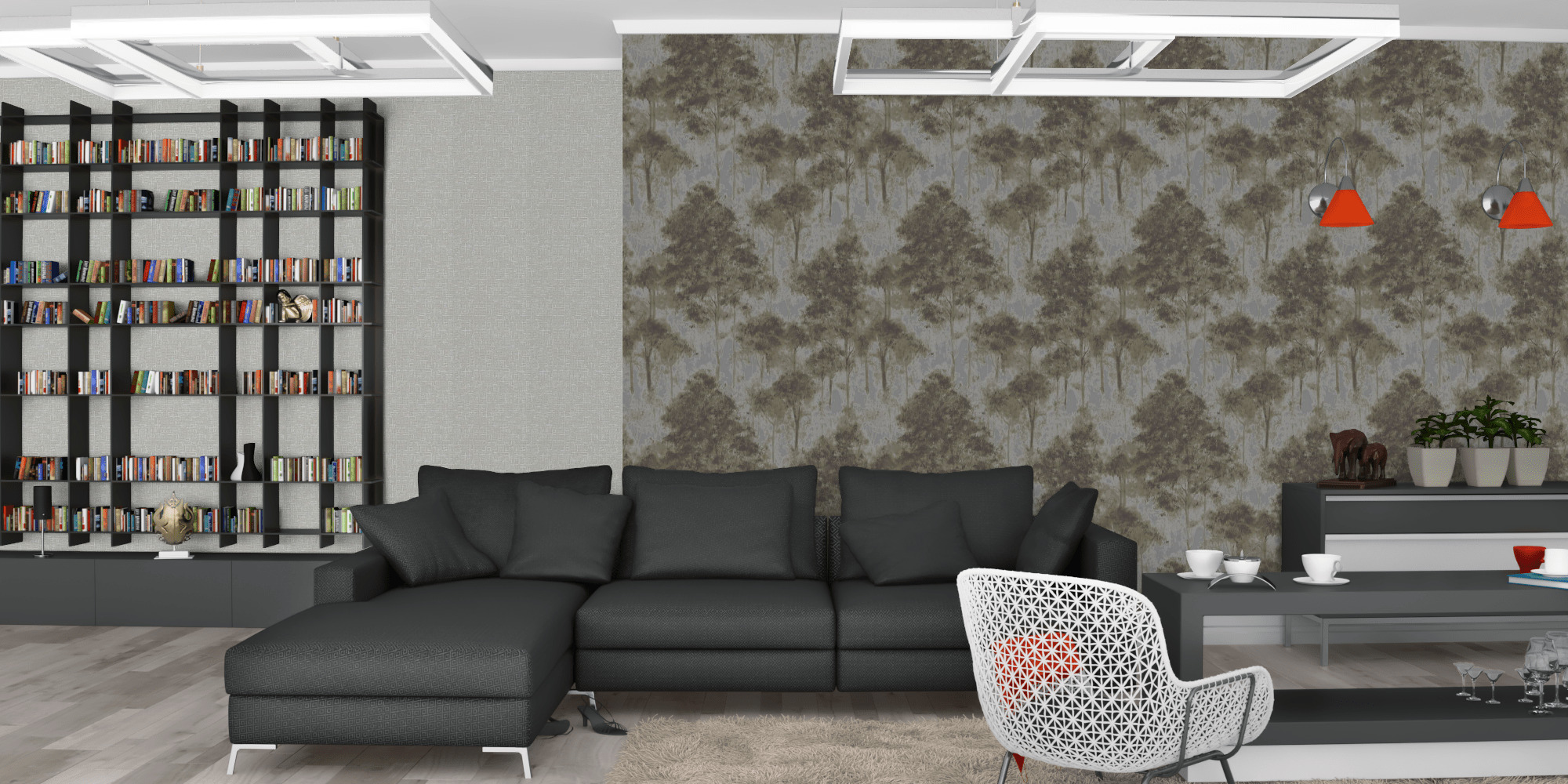 Гостиная темная модерн