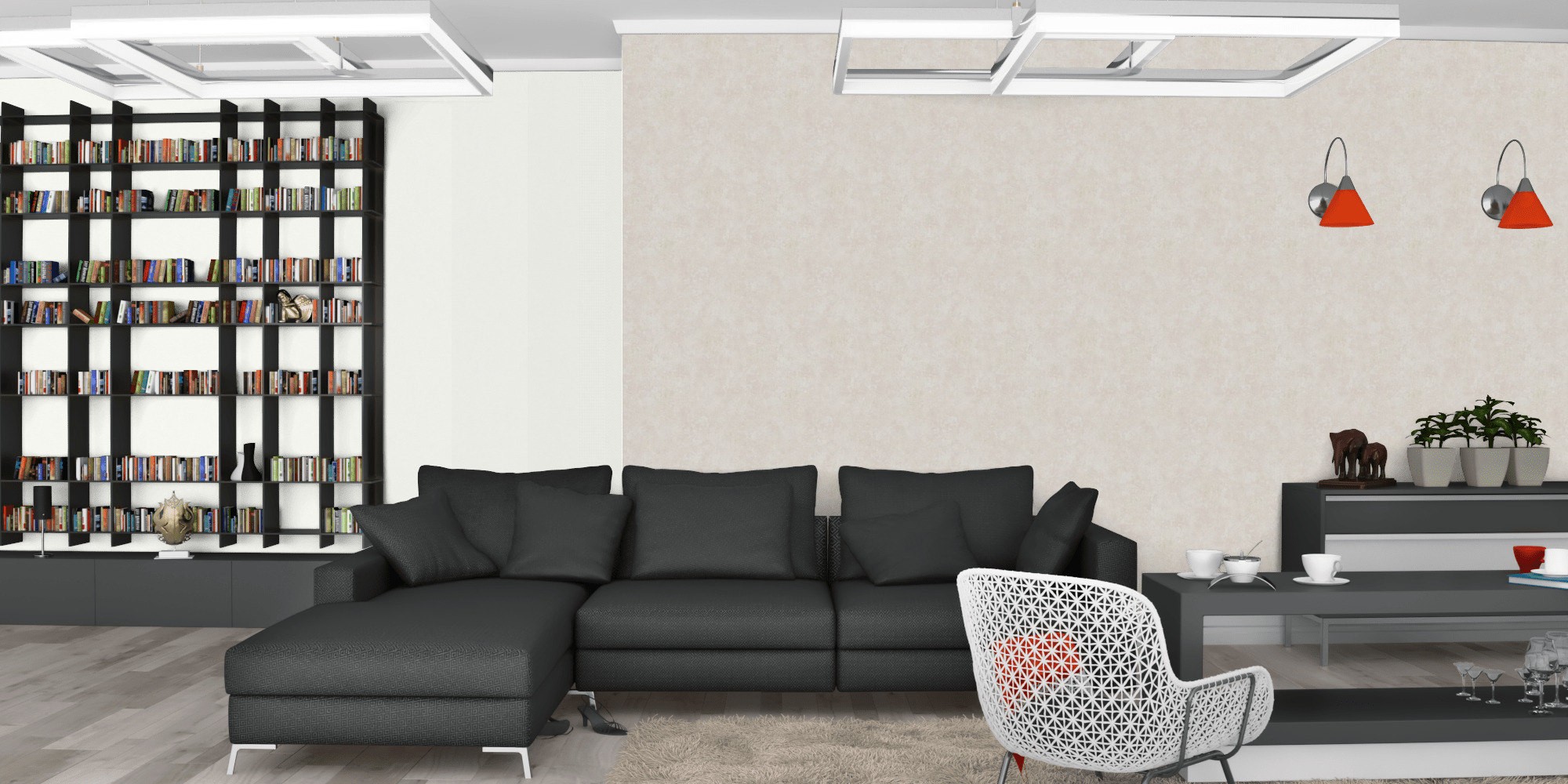 Гостиная темная модерн