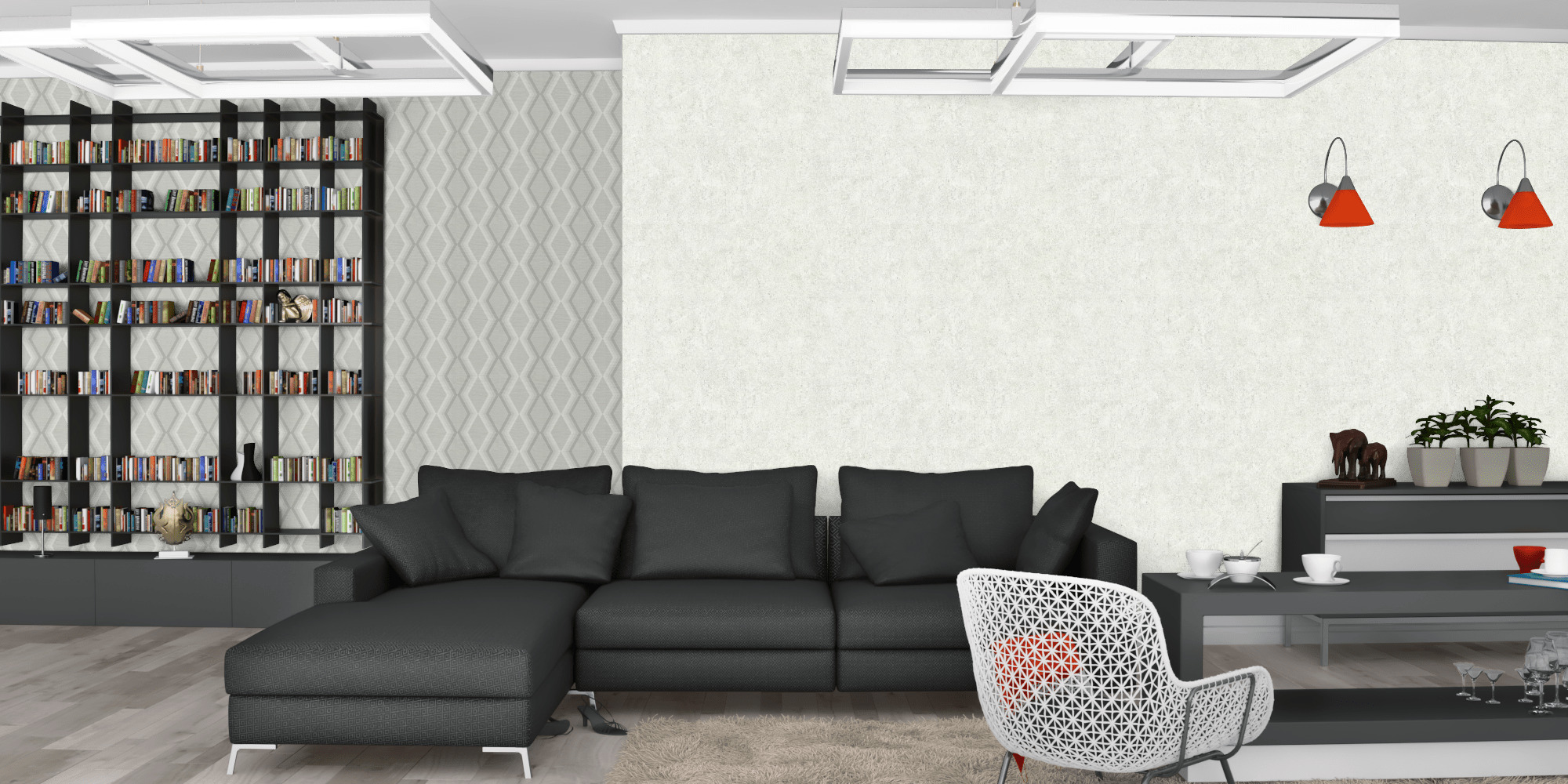 Гостиная темная модерн