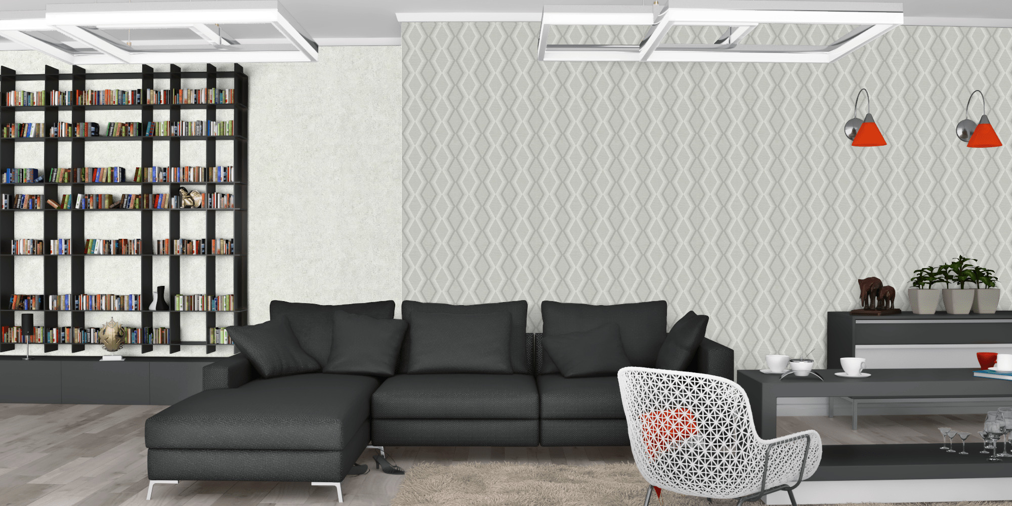 Гостиная темная модерн