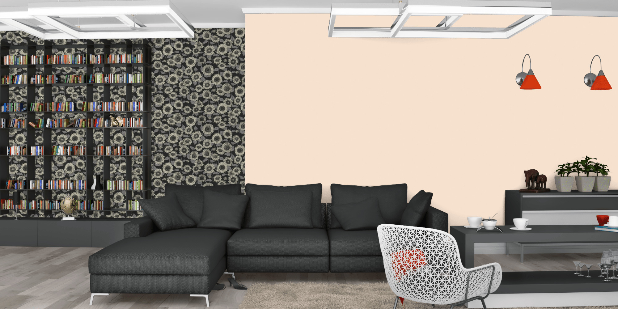 Гостиная темная модерн